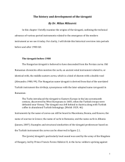 The history and development of the t&aacute;rogat&oacute; By Dr. Milan Milosevic