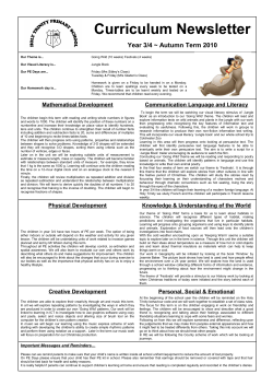 Curriculum Newsletter - Holy Trinity Halstead