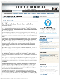 The Scholarly Lecture: How to Stand and Deliver