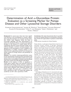 Determination of Acid &alpha;-Glucosidase Protein: Evaluation as a