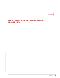 PARTICIPANT`S MANUAL CHAPTER REVIEW ANSWER KEYS
