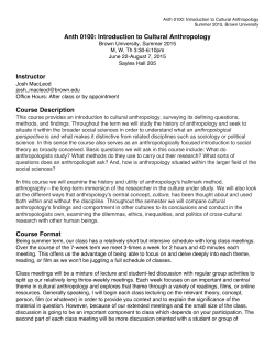 Anth 0100: Introduction to Cultural Anthropology Instructor