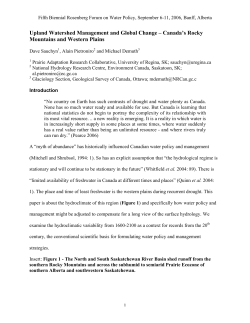 Upland Watershed Management and Global Change &ndash; Canada`s