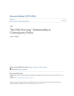 "My Only Swerving": Sentimentality in Contemporary Poetry
