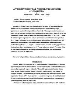 APPROXIMA nON OF T PROBAB~ITIES USING THE
