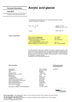 Glacial Acrylic Acid - BASF PETRONAS Chemicals