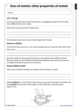 Uses of metals: other properties of metals - E