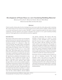 Development of Foam Glass as a new Insulating Building Material