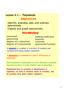 Lesson 6.1-- Polynomials