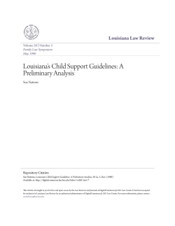 Louisiana`s Child Support Guidelines: A Preliminary Analysis