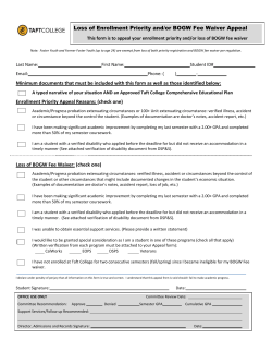 Loss of Enrollment Priority and/or BOGW Fee Waiver