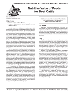 Nutritive Value of Feeds for Beef Cattle