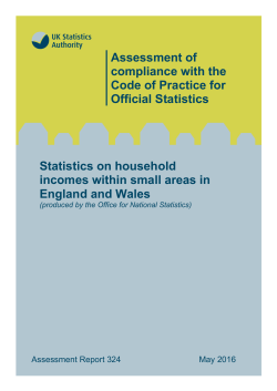 Assessment Report 324 - Statistics on Household Income for Small