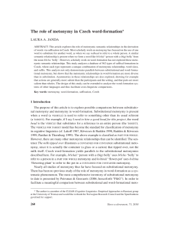 The role of metonymy in Czech word-formation