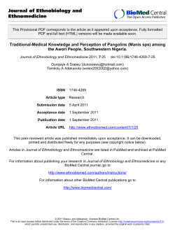 (Manis sps) among the Awori people, southwestern Nigeria