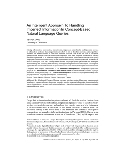 An Intelligent Approach To Handling Imperfect Information In