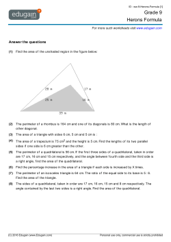 Grade 9 Herons Formula