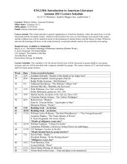 ENG1304: Introduction to American Literature Autumn 2011