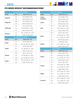 F12 SKIER WEIGHT REcommEndaTIonS