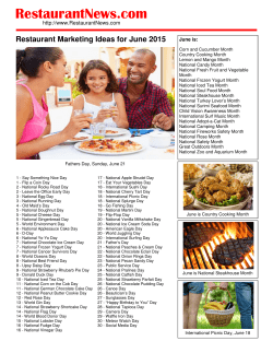 Restaurant Marketing Calendar