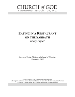 Eating in a Restaurant on the Sabbath - COGWA Members