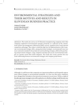 ENVIRONMENTAL STRATEGIES AND THEIR MOTIVES AND