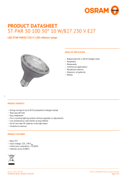 product datasheet st par 30 100 30&deg; 10 w/827 230 v e27
