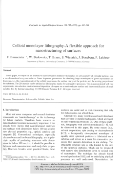 Colloid monolayer lithography : a flexible