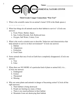 Third Grade Cougar Connections &ldquo;Post Test&rdquo; 1. What is the scientific