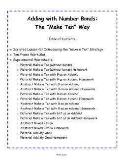 Adding with Number Bonds ~ Make Ten Supplemental Packet