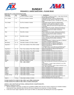 Sunday Amateur Classes and Race Order