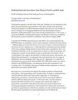 Studying Democratic Innovations: From Theory to Practice and Back