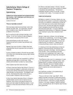 Cyberbullying: Ontario College of Teachers` Perspective