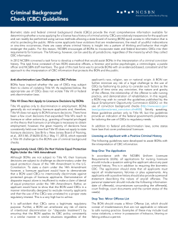Criminal Background Check (CBC) Guidelines