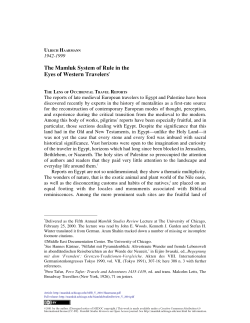 The Mamluk System of Rule in the Eyes of Western Travelers (MSR