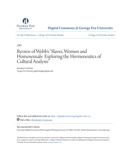 Slaves, Women and Homosexuals: Exploring the Hermeneutics of
