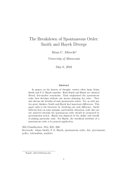 The Breakdown of Spontaneous Order: Smith