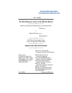 13-485 Brief for Petitioner, Maryland State Comptroller of the Treasury