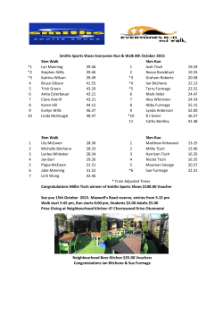 5km Walk 5km Run *1 Lyn Manning W 39.46 1 Josh Tisch 19.29 *2