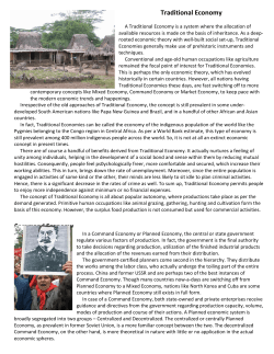Traditional Economy Command Economy