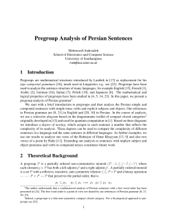 Pregroup Analysis of Persian Sentences - ePrints Soton