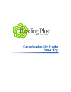 Comprehension Skills Practice Answer Key