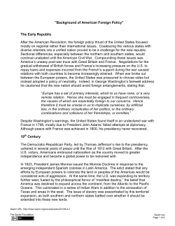 Background of American Foreign Policy The Early Republic After the