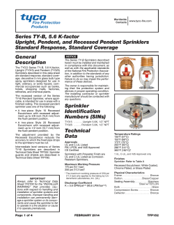 Series TY-B, 5.6 K-factor Upright, Pendent, and Recessed Pendent