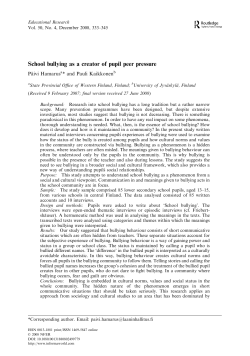 School bullying as a creator of pupil peer pressure