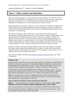 Topic 7 Slave names and identities