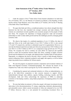 Joint Statement of the 4th India-Africa Trade Ministers 23rd October