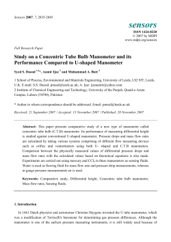 Study on a Concentric Tube Bulb Manometer and its Performance