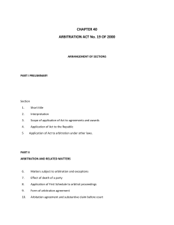 CHAPTER 40 ARBITRATION ACT No. 19 OF 2000