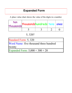 Expanded Form ten thousands thousandshundreds tens ones 5 3 2